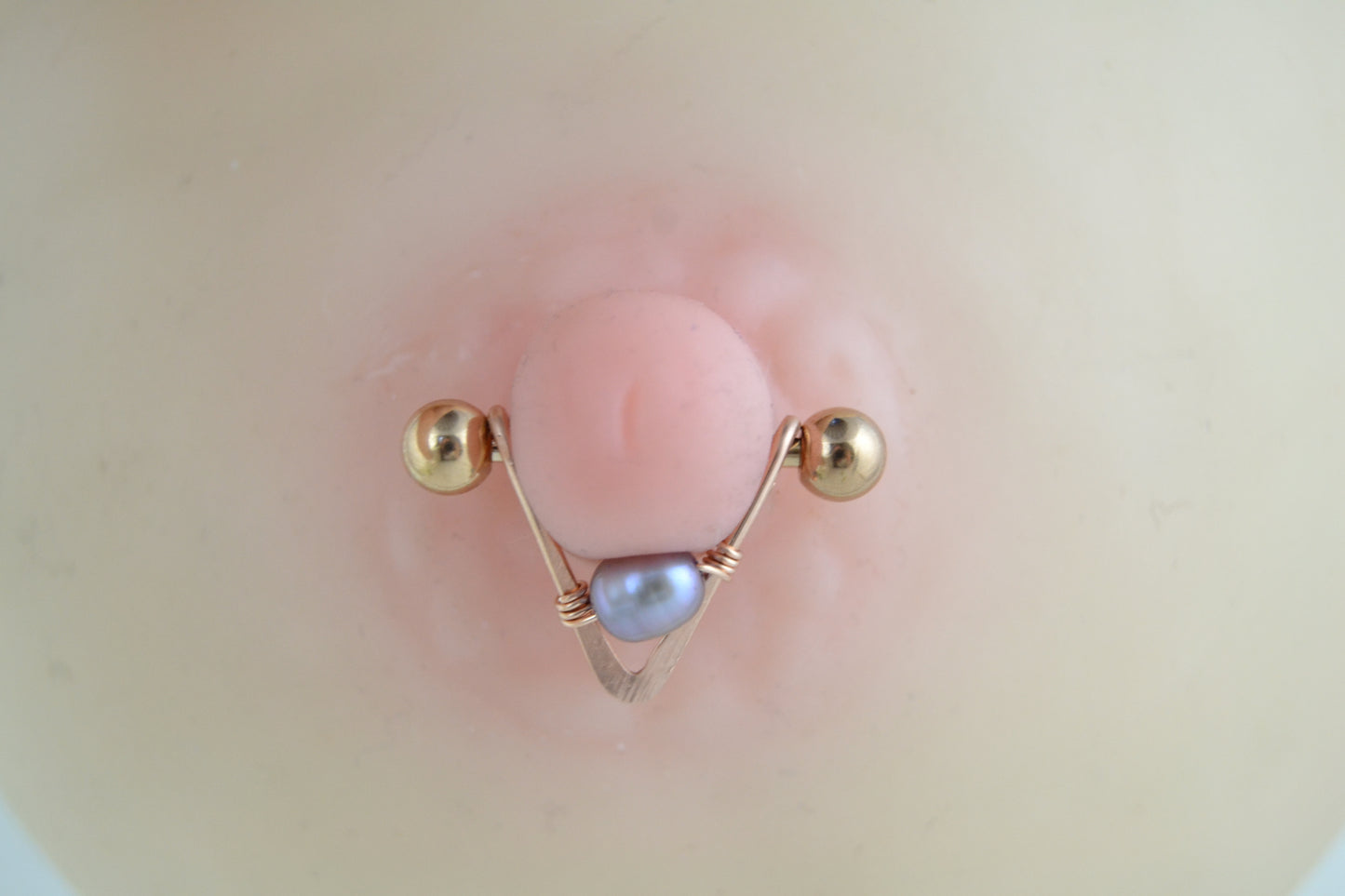 Pearl V Shaped Rose Gold Nipple Ring - 1 pc