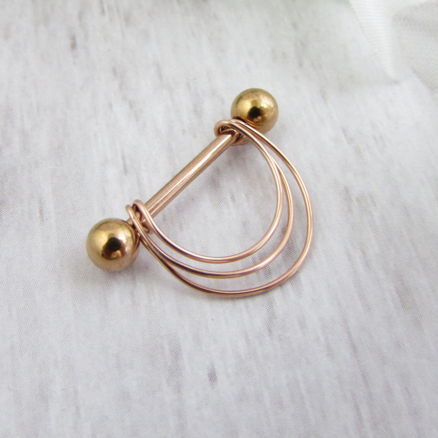 Triple Banded Rose Gold IP 316L Stainless Steel 14ga Nipple Ring