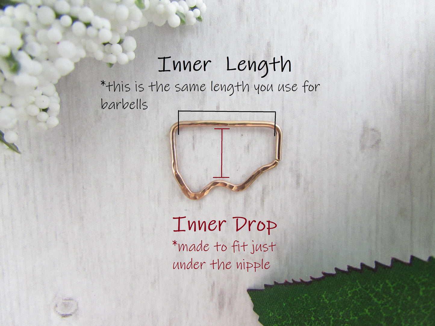 Mountain 14k Rose Gold Textured Seamless Nipple Ring