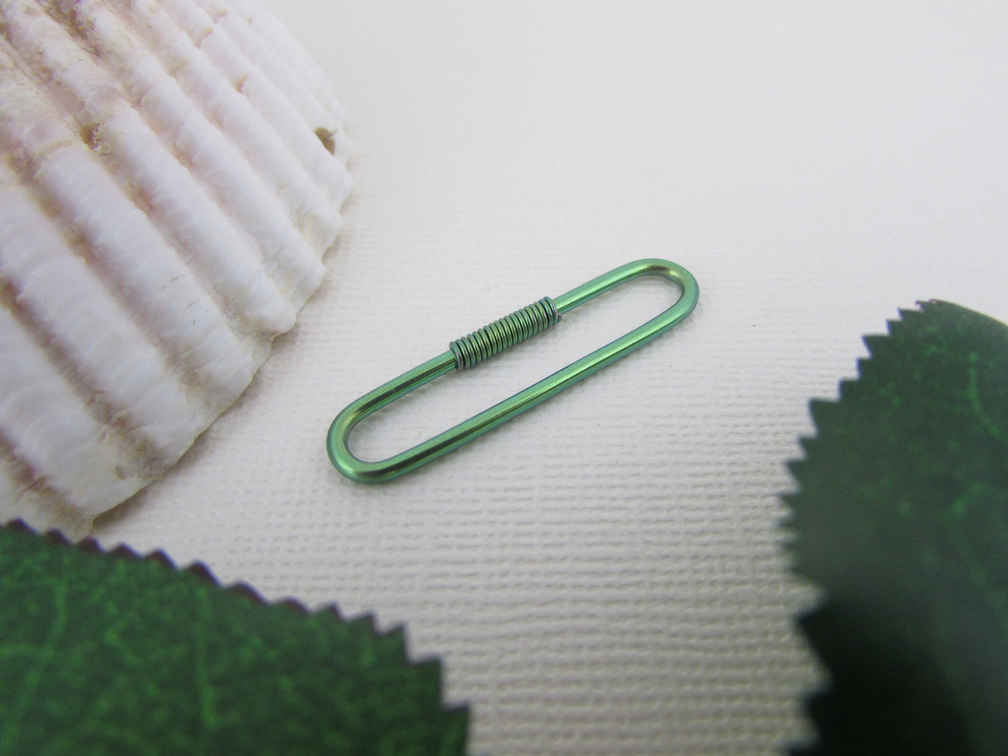 Niobium Green Pierced Industrial Ear Bar