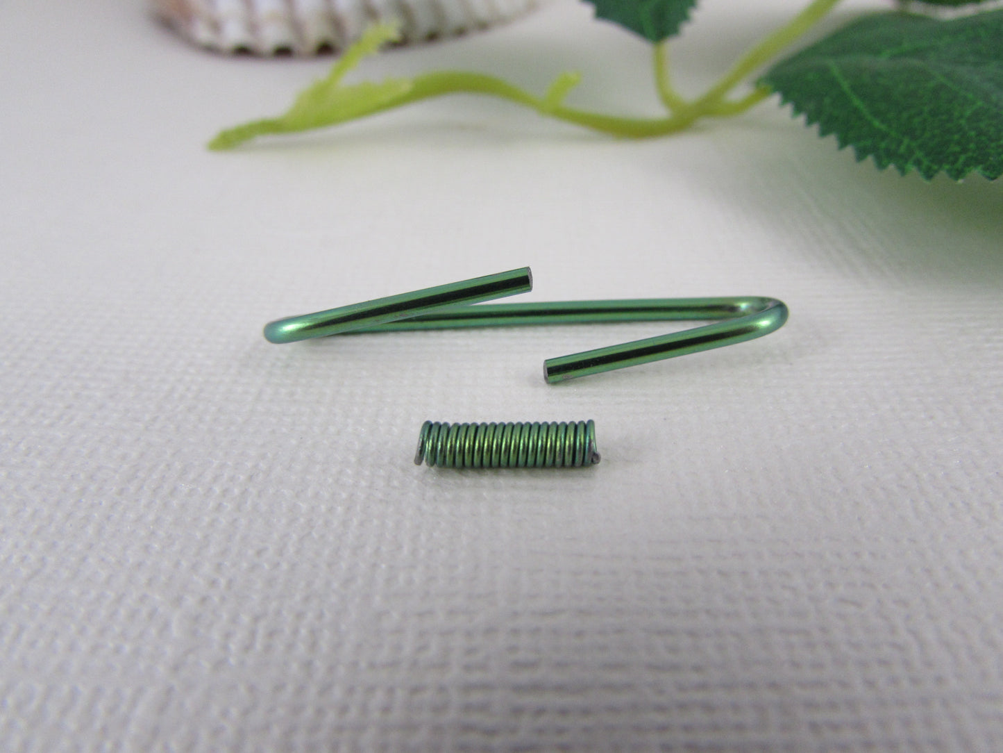 Niobium Green Pierced Industrial Ear Bar