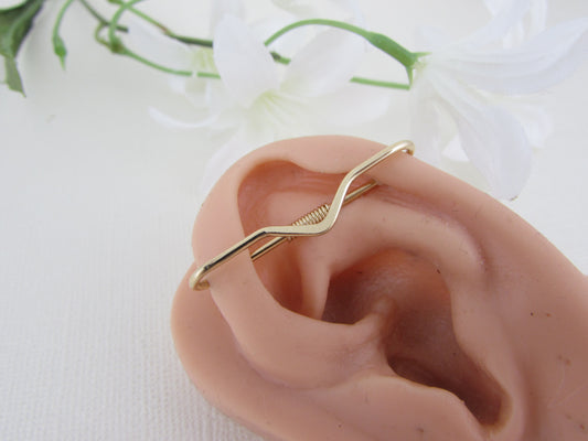 V 14k Yellow Gold Smooth Pierced Industrial Ear Bar