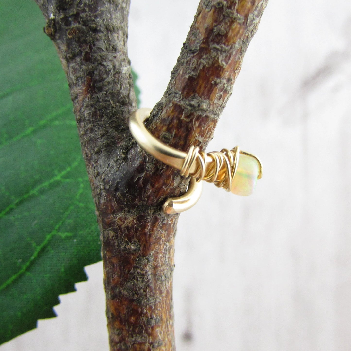 Opal 14k Gold Spiral Belly Ring