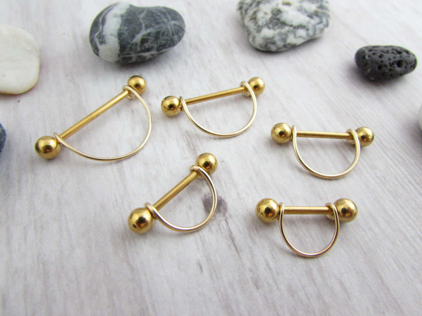 Simple Yellow Gold IP 316L Stainless Steel 14ga Nipple Ring
