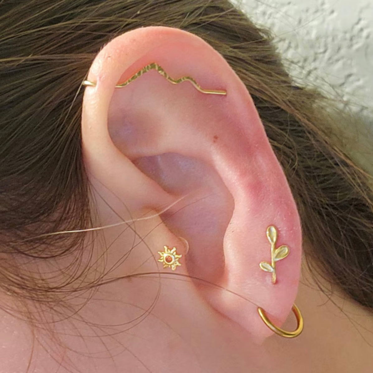 Mountain Textured Pierced Industrial Ear Bar - 20ga
