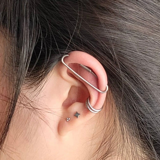 Simple Platinum Pierced Industrial Ear Bar - 16ga