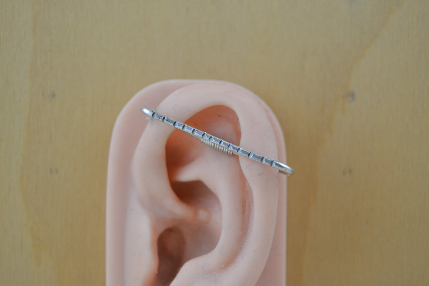 Hatched Simple Pierced Industrial Ear Bar