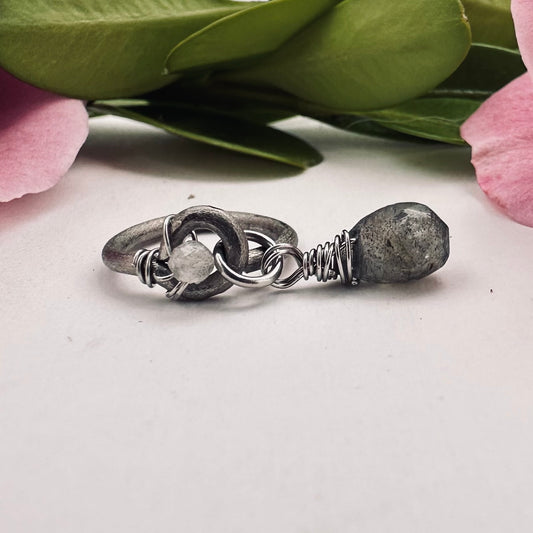 Grecian Labradorite Briolette Front Dangle Cartilage Hoop