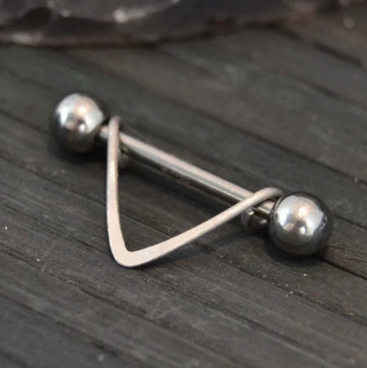 V Smooth 316L Stainless Steel Nipple Ring - 1pc