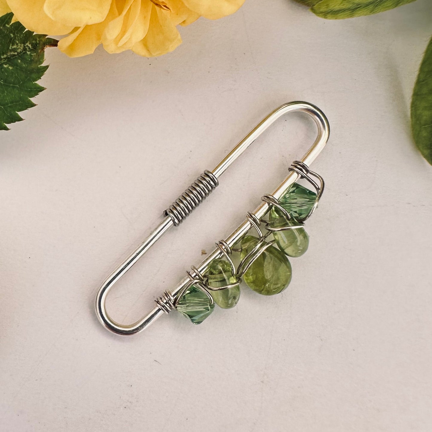 Healing Crystal Peridot Pierced Industrial Ear Bar