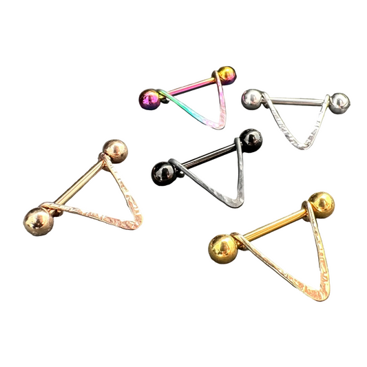 Chic V Textured Nipple Ring 316L Stainless Steel - 1pc