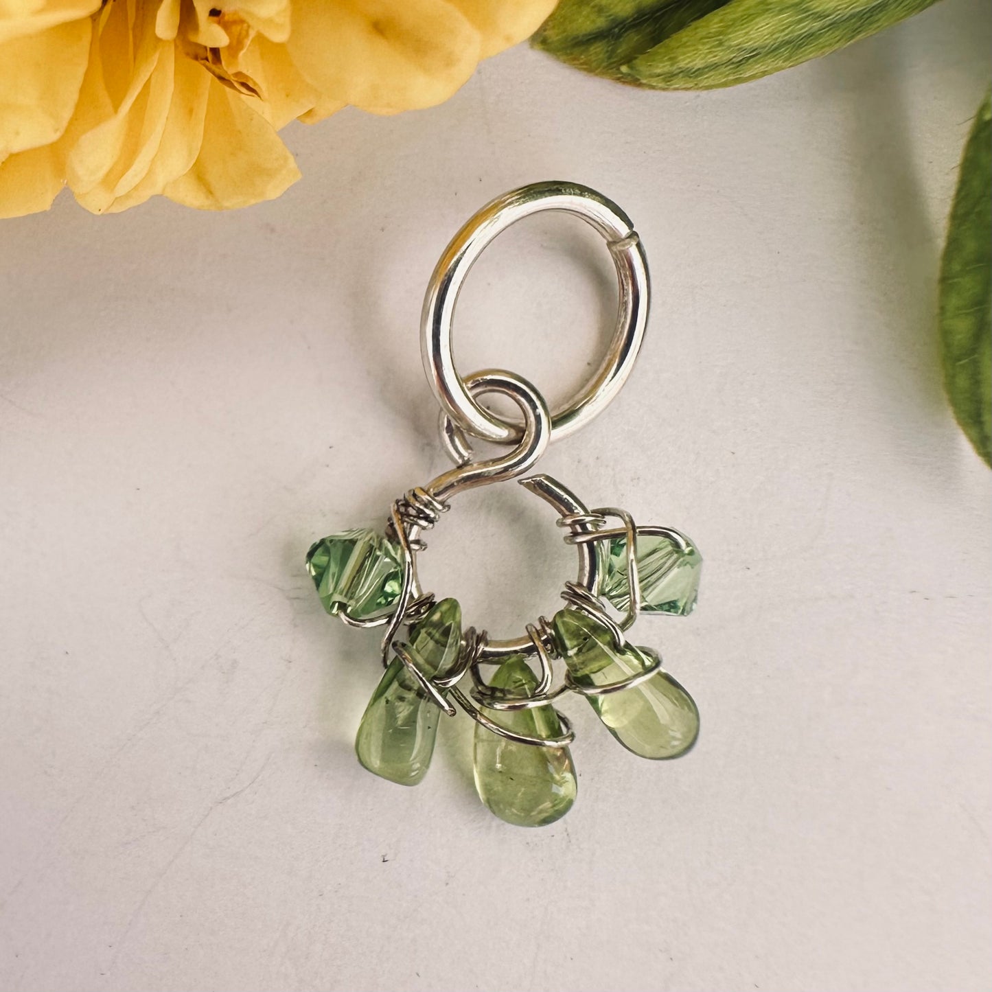 Healing Crystal Peridot Dangle Cartilage Hoop - 14ga 16ga