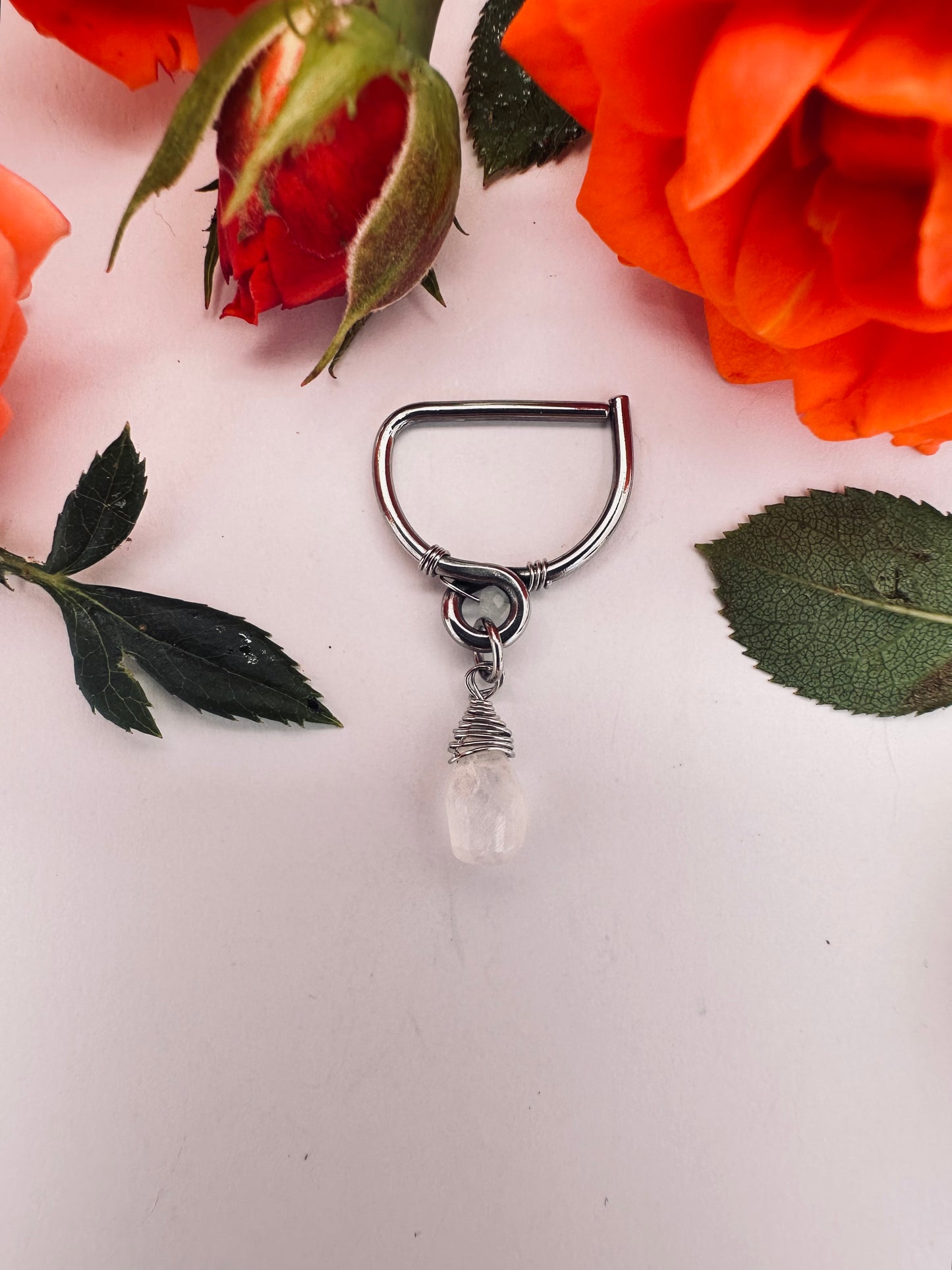 Grecian Briolette Dangle Seamless Nipple Ring - 316L Stainless Steel