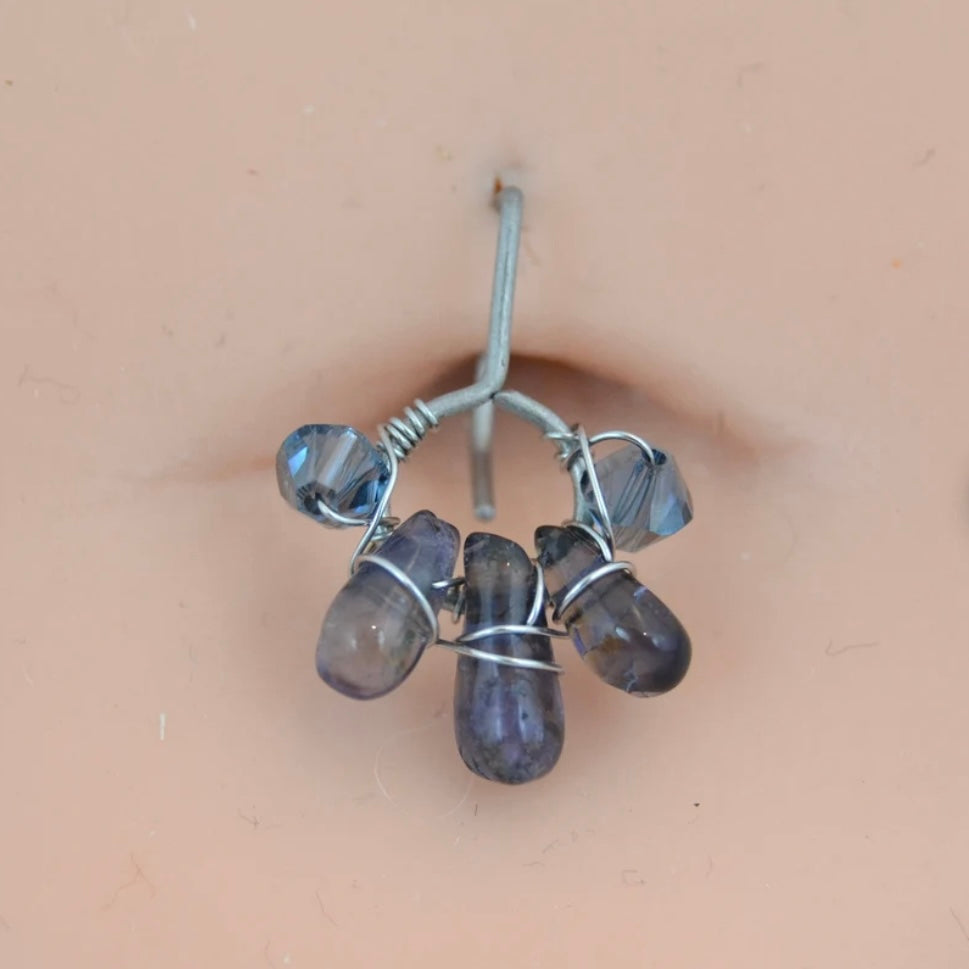 Healing Crystal Non Dangle Cluster Hypoallergenic Belly Ring