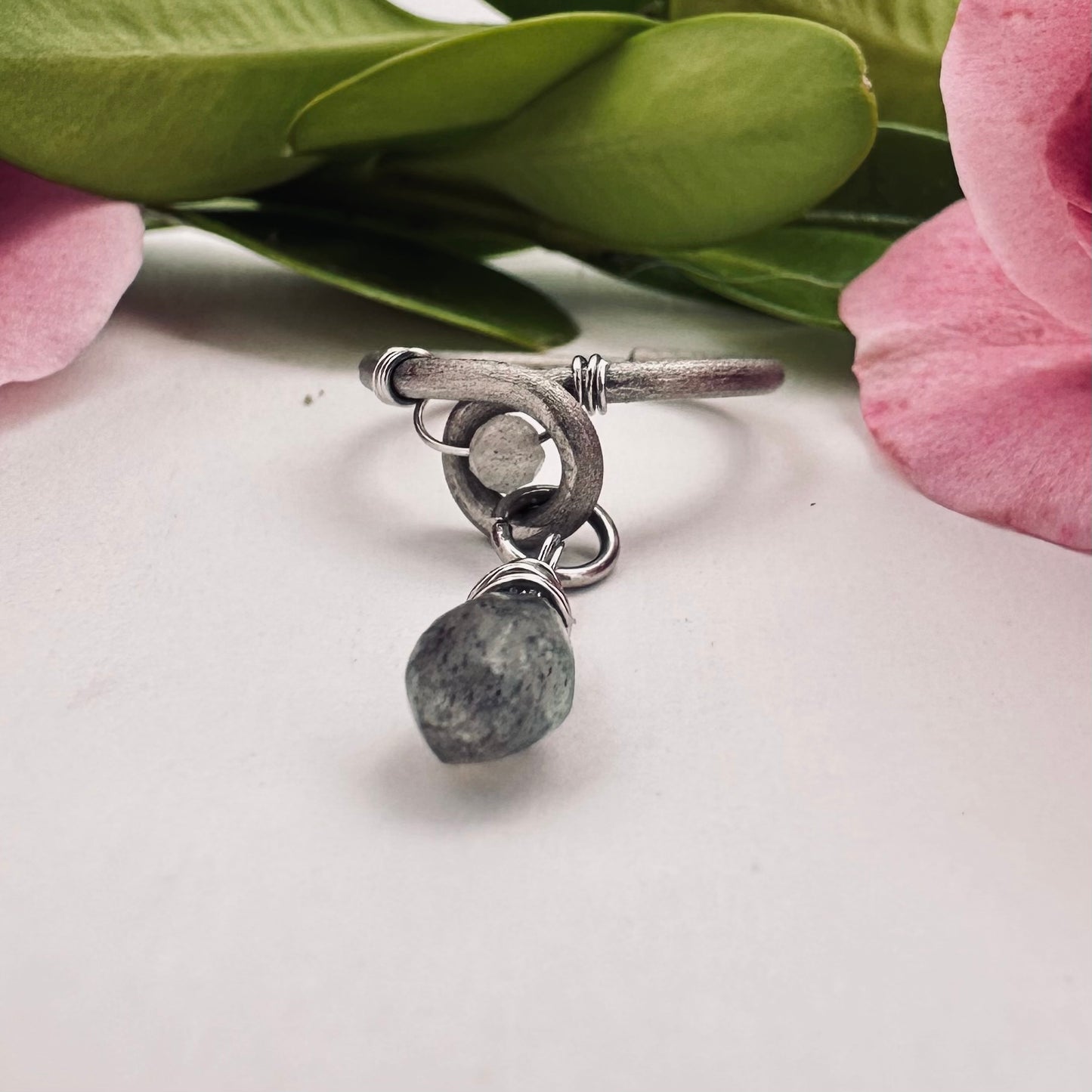 Grecian Briolette Side Dangle Cartilage Hoop - Raw Titanium
