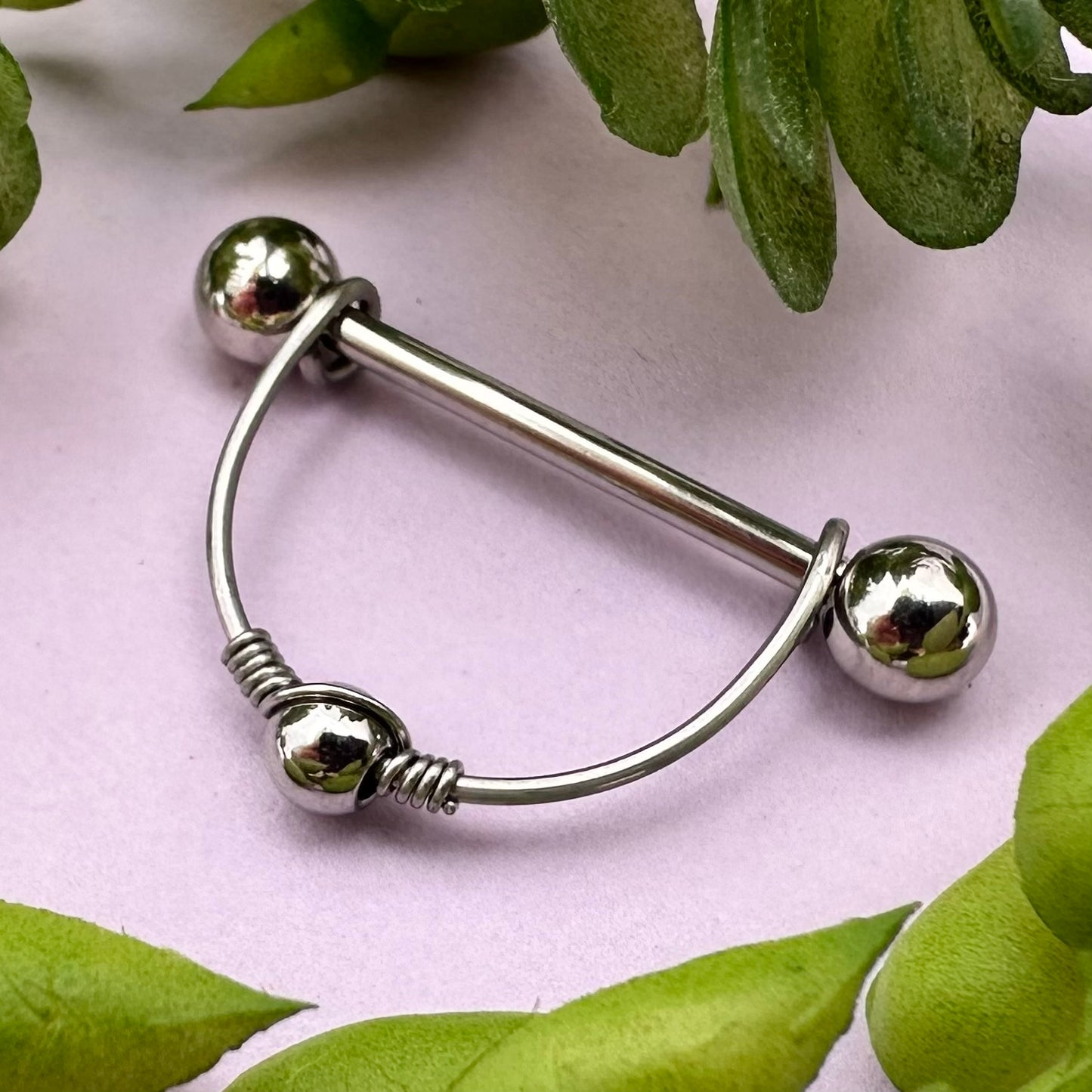 Beaded Nipple Ring 316L Stainless Steel - 1pc