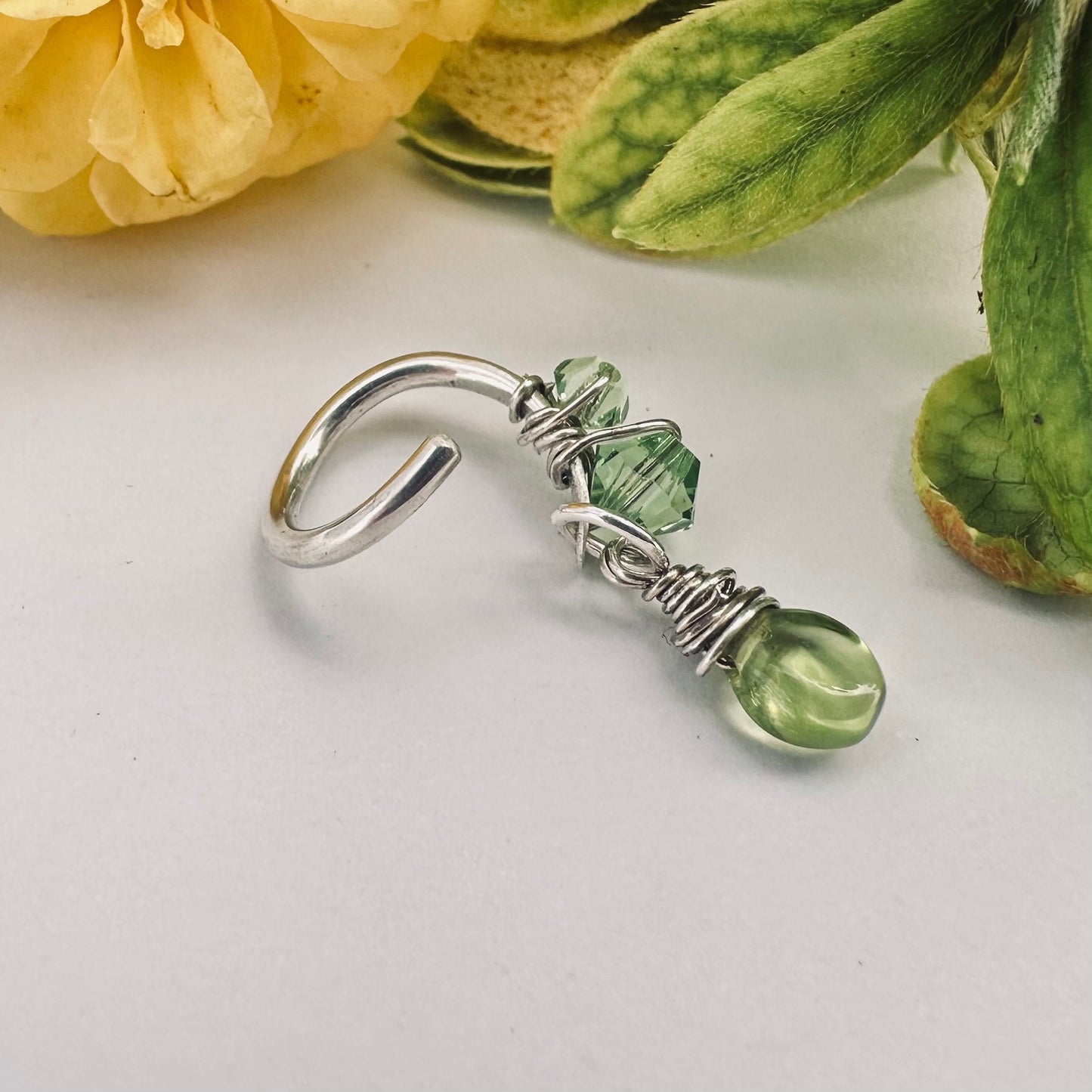 Healing Crystal Peridot Teardrop Cartilage Hoop
