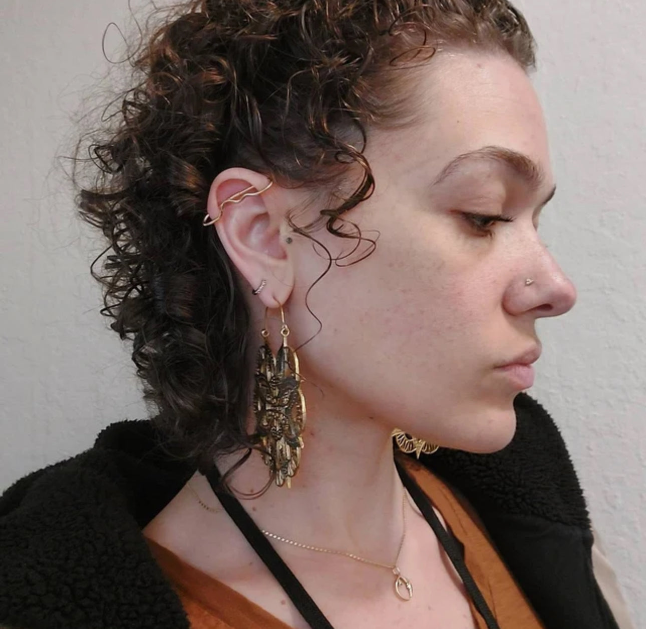 Mountain Textured Pierced Industrial Ear Bar - 20ga