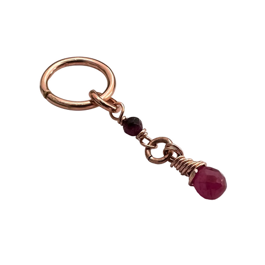 Grecian Briolette Removable Long Dangle Cartilage Hoop - 14ga 16ga Rose Gold Fill