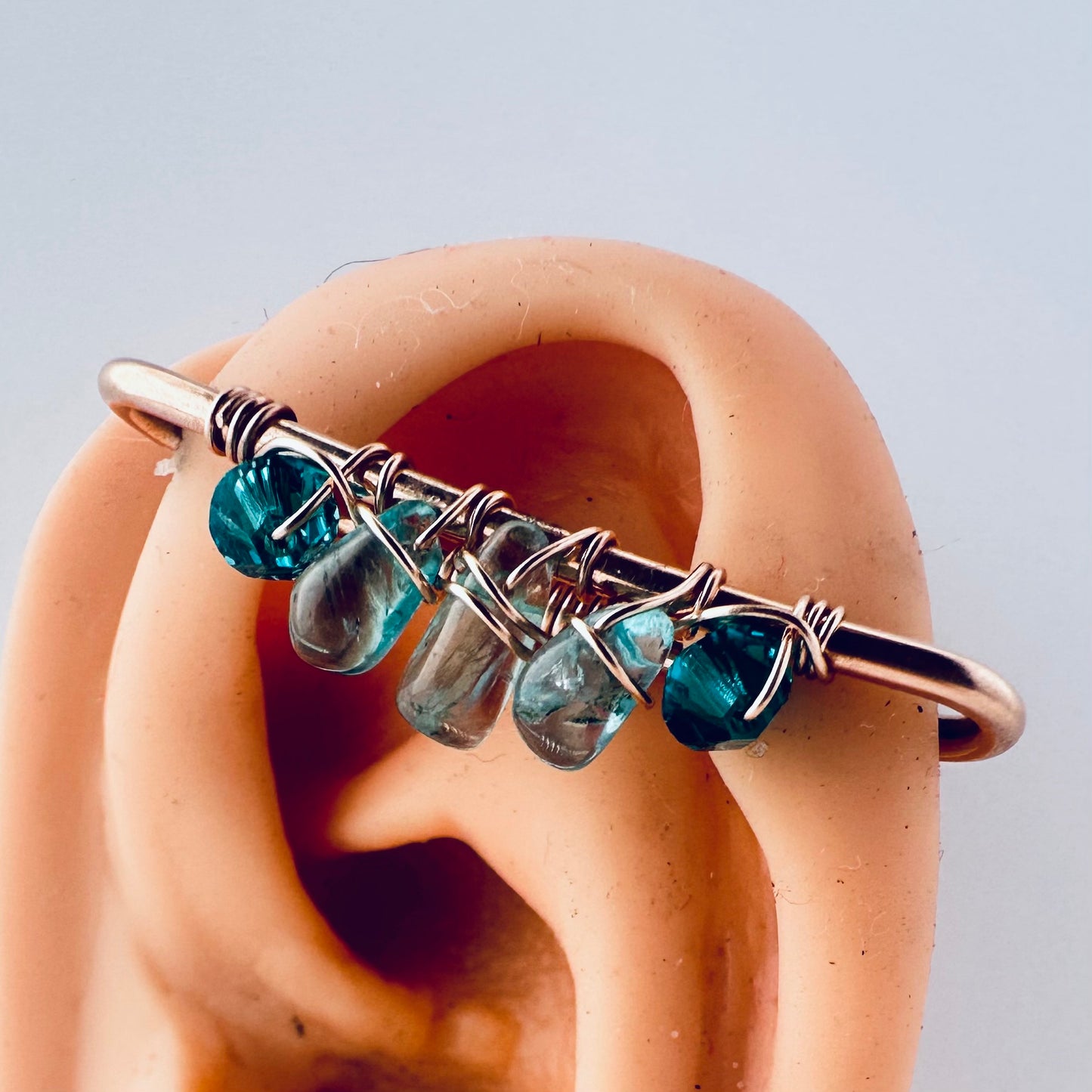 Healing Crystal Apatite Pierced Industrial Ear Bar