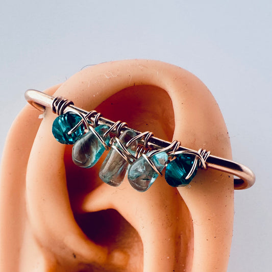 Healing Crystal Apatite Pierced Industrial Ear Bar