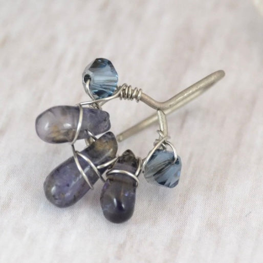 Healing Crystal Cluster Non Dangle Belly Ring - Titanium