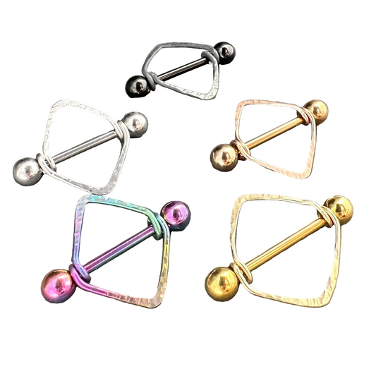 Chic Diamond Frame Textured Nipple Shield 316L Stainless Steel - 1pc