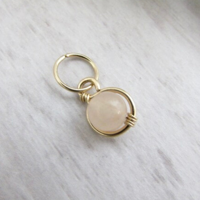 Gemstone Removable Hoop Dangle Belly Ring - Yellow Gold Fill 18ga