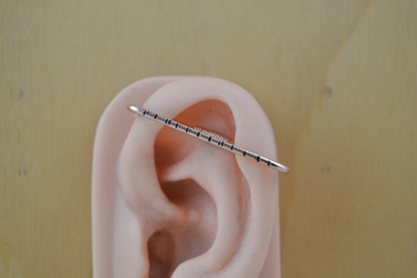 Hatched Simple Pierced Industrial Ear Bar