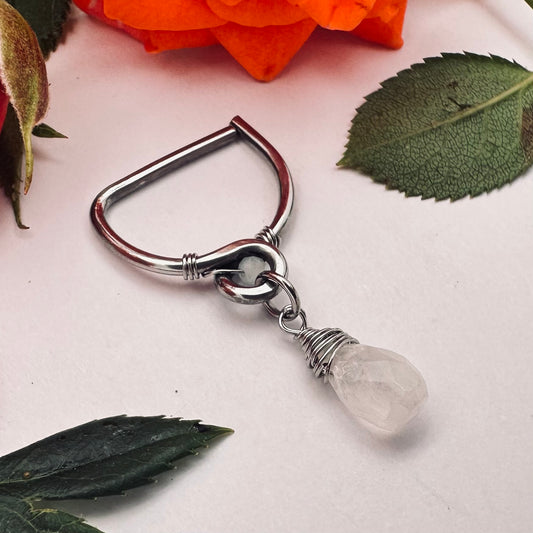 Grecian Briolette Dangle Seamless Nipple Ring - 316L Stainless Steel