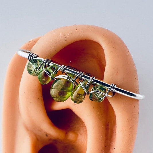 Healing Crystal Peridot Pierced Industrial Ear Bar
