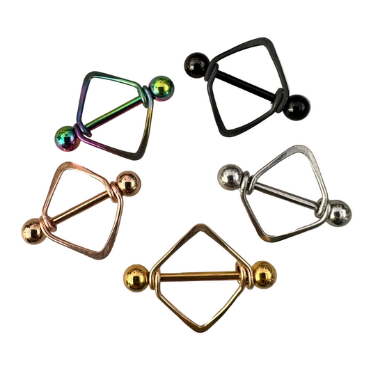 Chic Diamond Frame Smooth Nipple Shield 316L Stainless Steel - 1pc