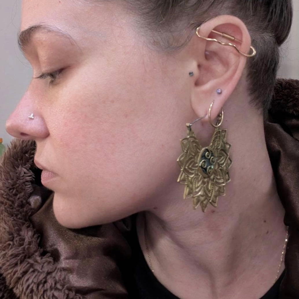 Mountain Textured Pierced Industrial Ear Bar - 14ga
