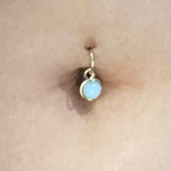 Gemstone Removable Hoop Dangle Belly Ring - Yellow Gold Fill 16ga
