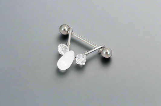 Healing Crystal V 316L Stainless Steel Nipple Ring - 1pc