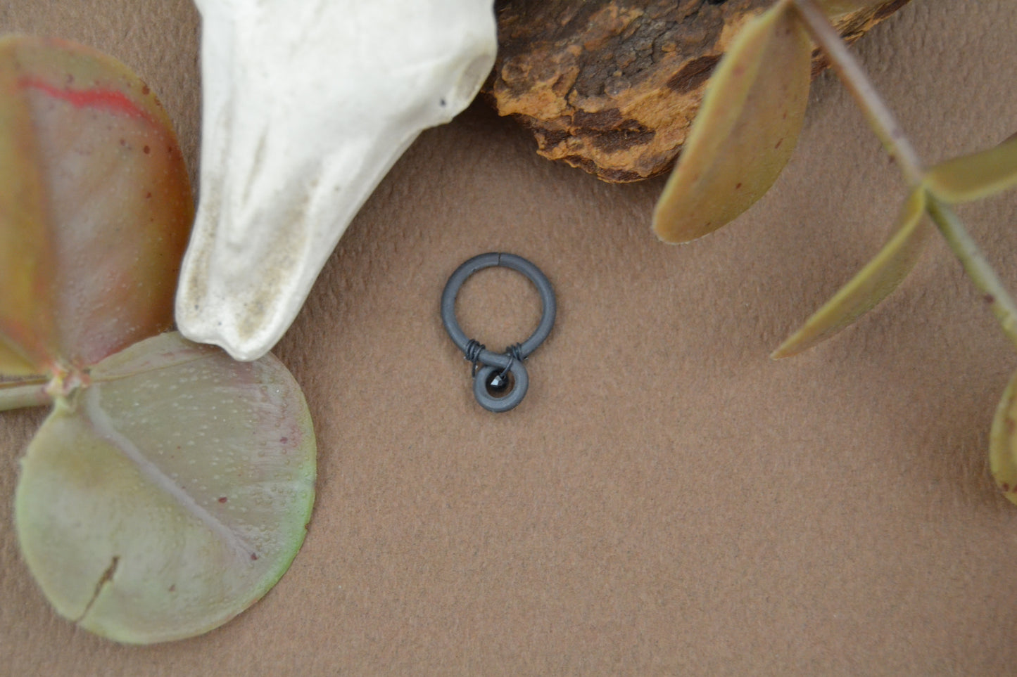 Grecian Loop Gemstone Septum Ring - Black Niobium