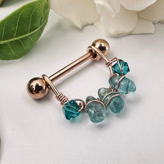 Healing Crystal Apatite Nipple Ring Barbell