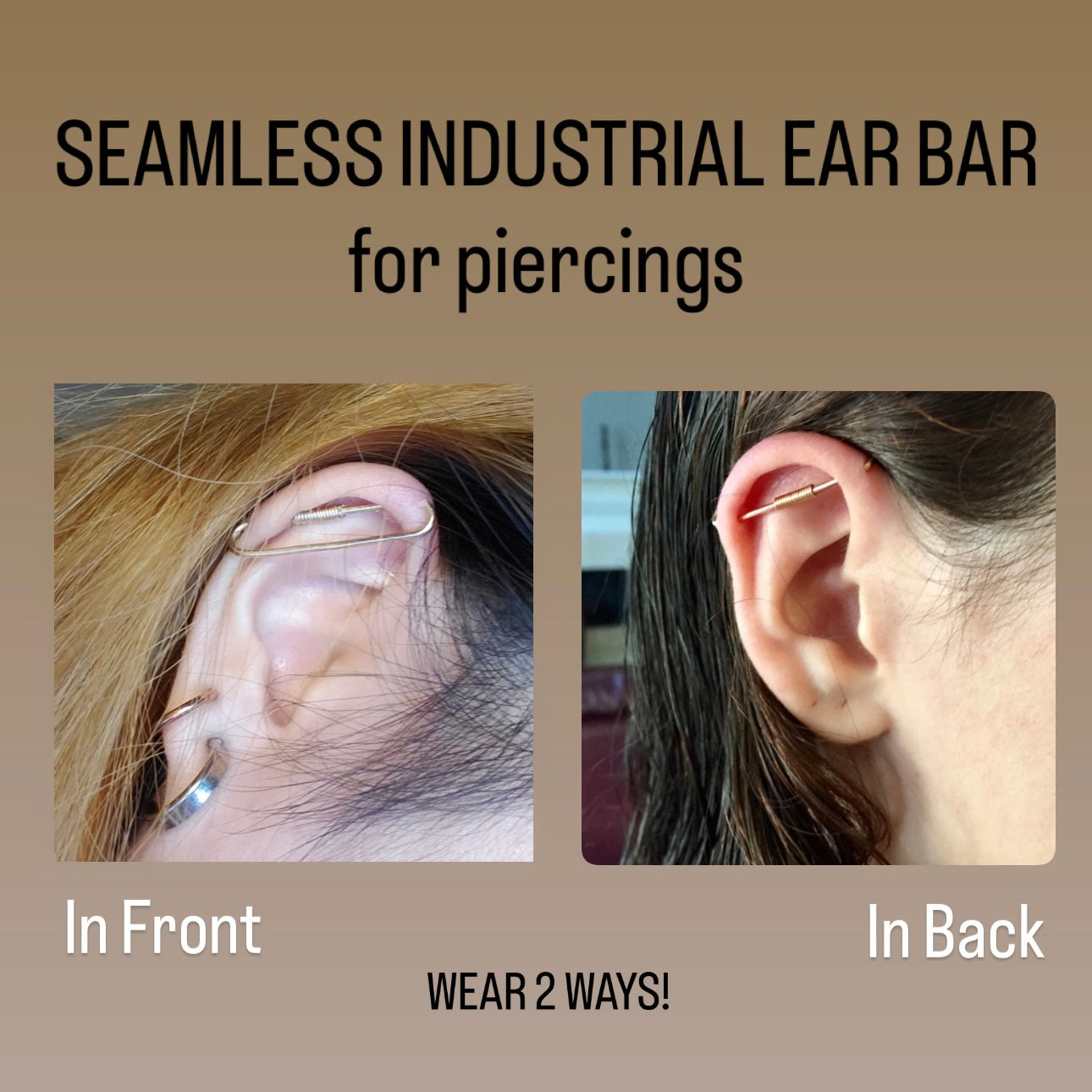 Mountain Titanium Textured Pierced Industrial Ear Bar