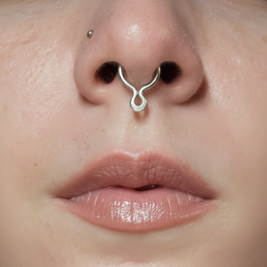 Abstract Septum Ring - Gold, Rose Gold, Silver, Niobium - 20-14ga