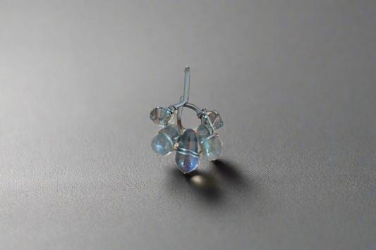 Healing Crystal Non Dangle Cluster Platinum Belly Ring