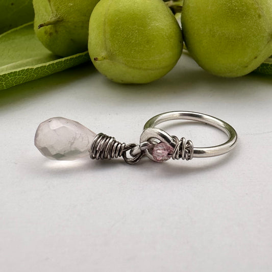 Grecian Briolette Dangle Cartilage Hoop - 14ga 16ga Sterling Silver