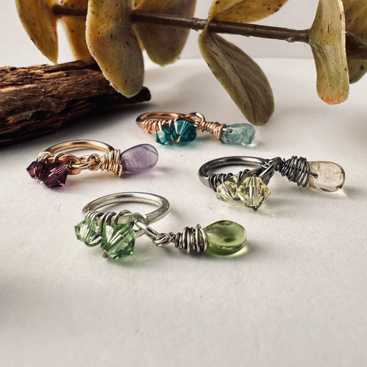 Healing Crystal Vertical Dangle Teardrop Cartilage Hoop