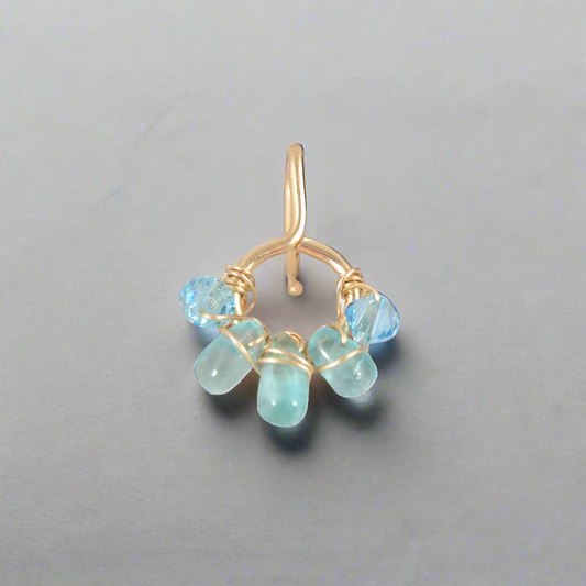Healing Crystal Non Dangle Cluster 18k Yellow Gold Belly Ring