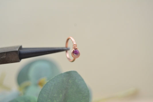 Grecian Gemstone Non Dangle 14k Rose Gold Belly Ring