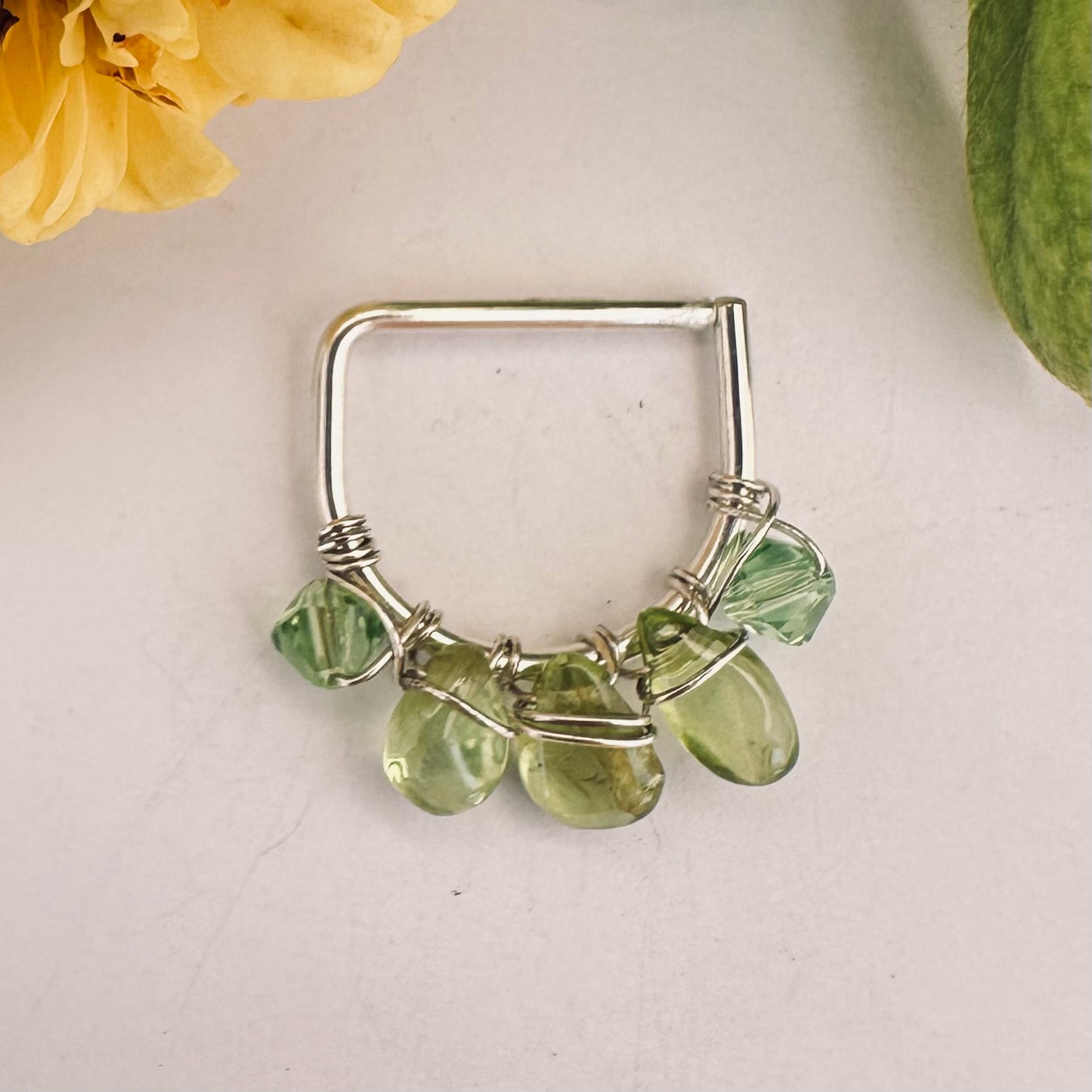 Healing Crystal Peridot Seamless Nipple Ring