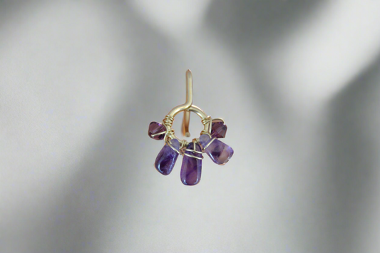 Healing Crystal Non Dangle Cluster 10k Yellow Gold Belly Ring