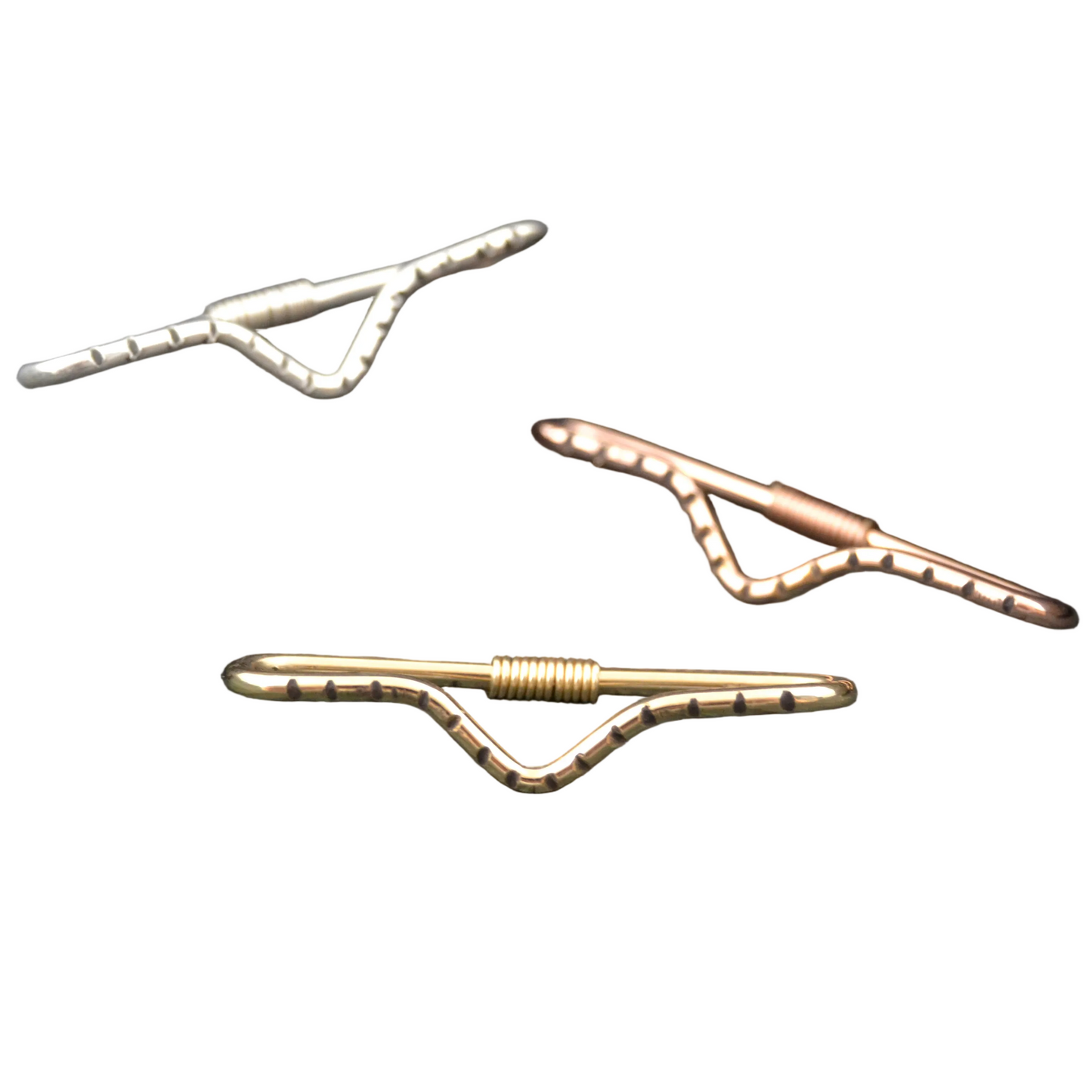 V Hatched Pierced Industrial Ear Bar