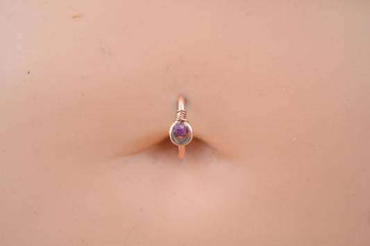 Grecian Gemstone Non Dangle Rose Gold Fill Belly Ring