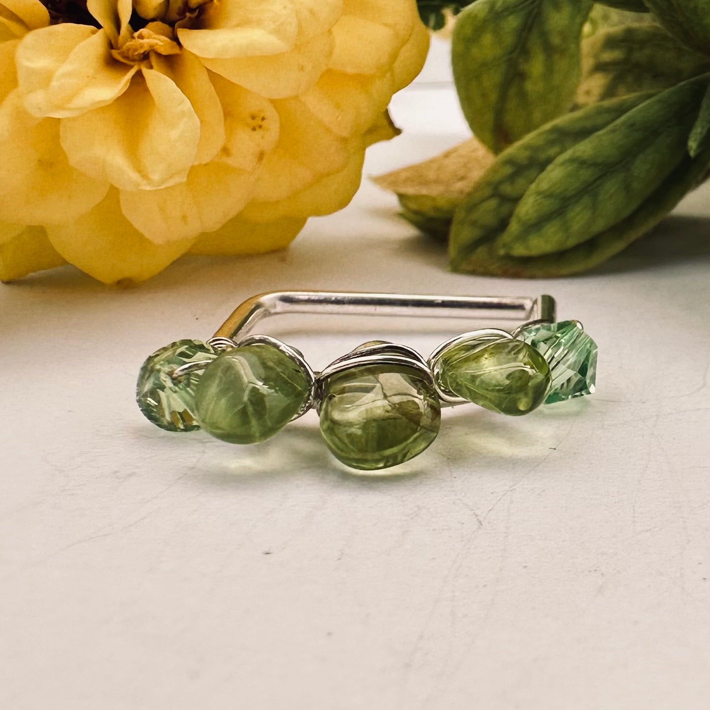 Healing Crystal Peridot Seamless Nipple Ring