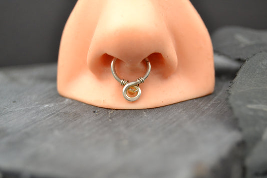 Grecian Loop Gemstone Septum Ring - Sterling Silver